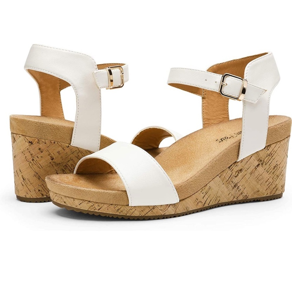 DREAM PAIRS Open Toe Buckle Ankle Strap Platform Wedge Sandals size 9.5